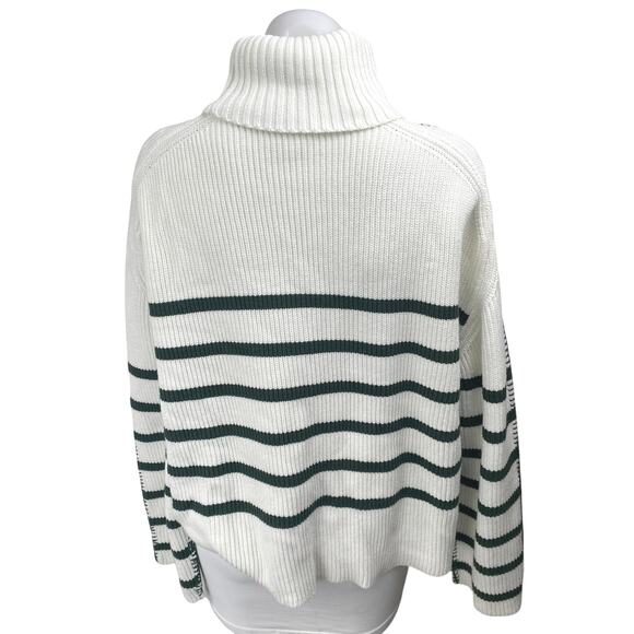 Hyacinth House White Black Striped Turtleneck Knit Long Sleeve Sweater Top Sz M - Picture 2 of 5